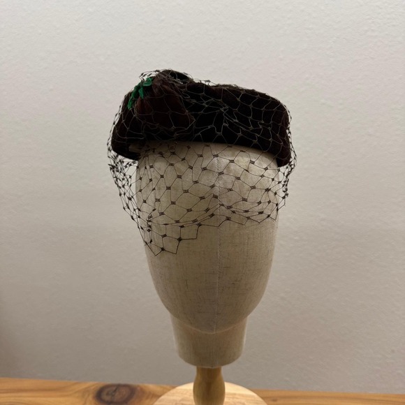 Vintage 50s Evelyn Varon Old Hollywood‎ Glamor Birdcage Veil Pillbox Beret Hat main image 10